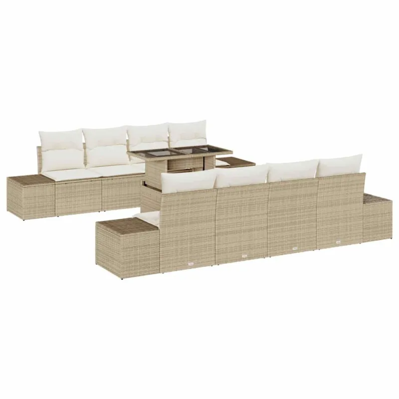 Sodo Sofų Rinkinys su pagalve 9 pcs Bežinė ir kreminė