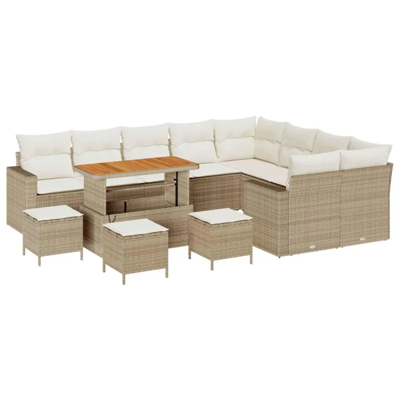 Sodo Sofų Rinkinys 14 pcs Bežinė ir kreminė poliratanas