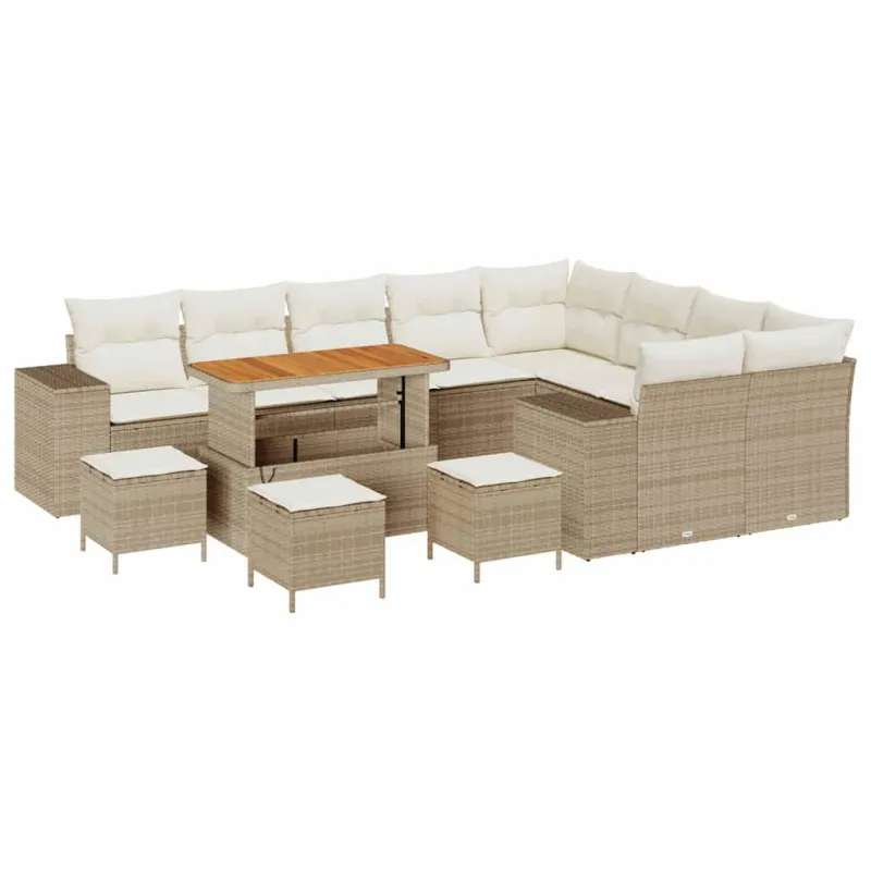 Sodo Sofų Rinkinys su pagalve 13 pcs Bežinė ir kreminė