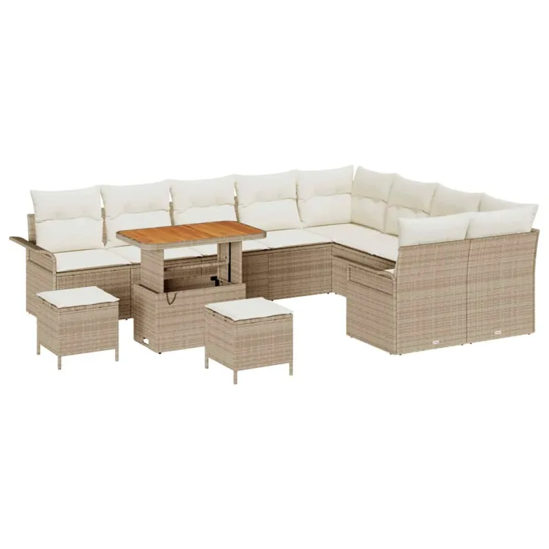 Sodo Sofų Rinkinys su pagalve 12 pcs Bežinė ir kreminė