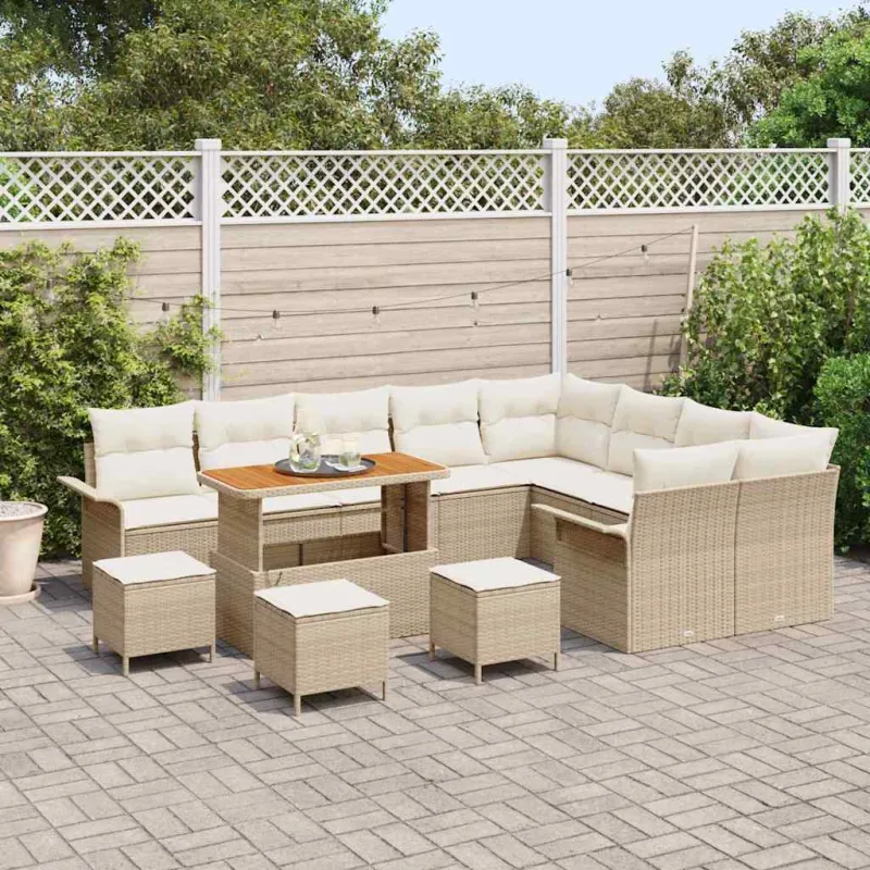 Sodo Sofų Rinkinys su pagalve 13 pcs Bežinė ir kreminė
