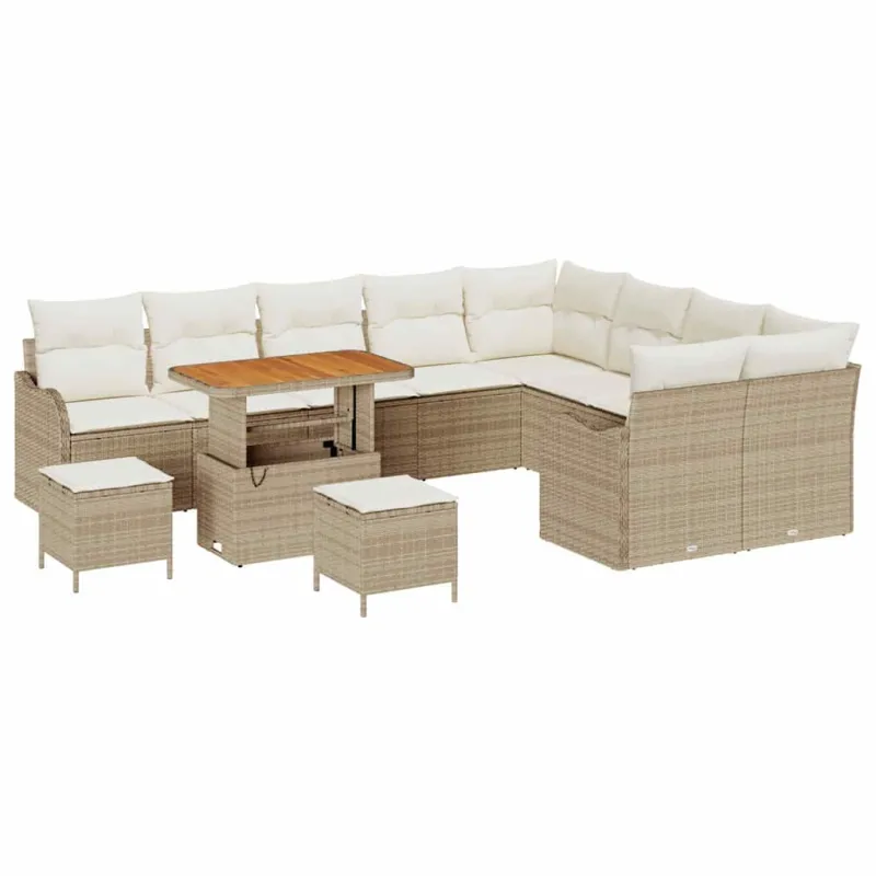 Sodo Sofų Rinkinys su pagalve 12 pcs Bežinė ir kreminė