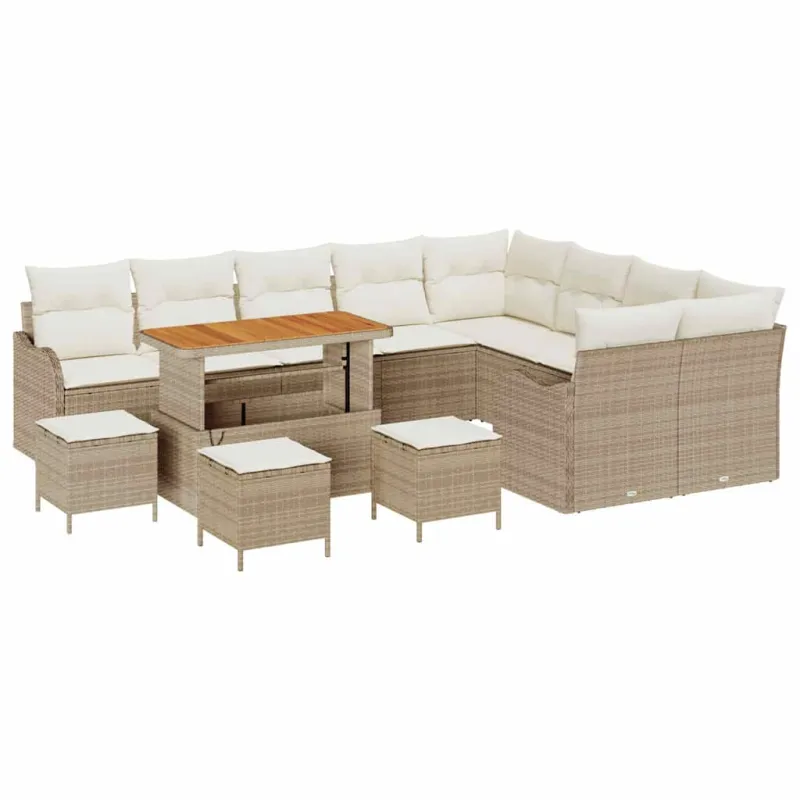 Sodo Sofų Rinkinys su pagalve 13 pcs Bežinė ir kreminė