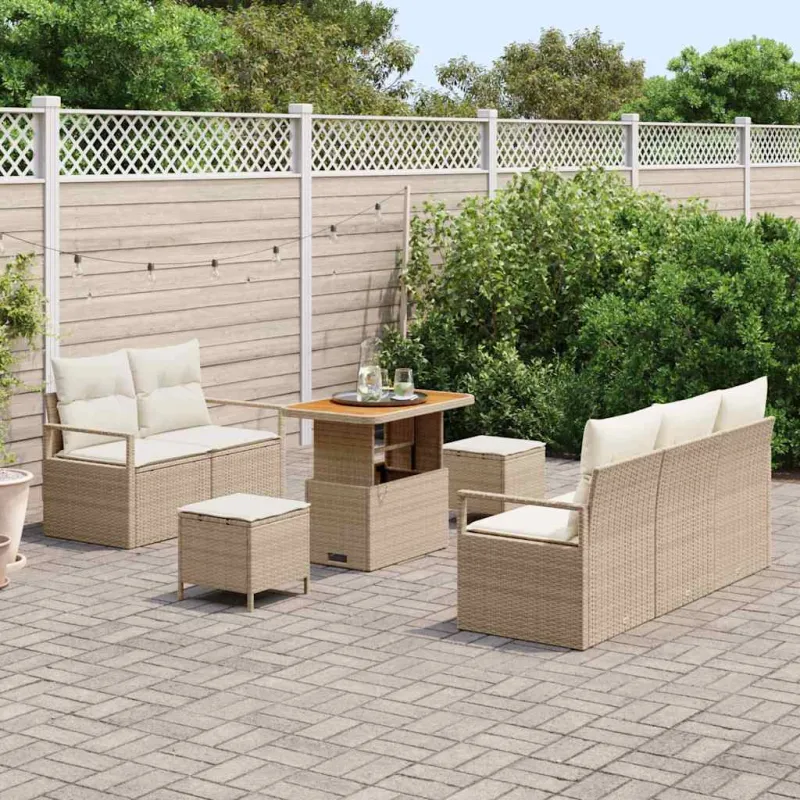 Sodo Sofų Rinkinys su pagalve 8 pcs Bežinė ir kreminė