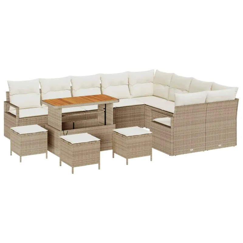 Sodo Sofų Rinkinys su pagalve 13 pcs Bežinė ir kreminė