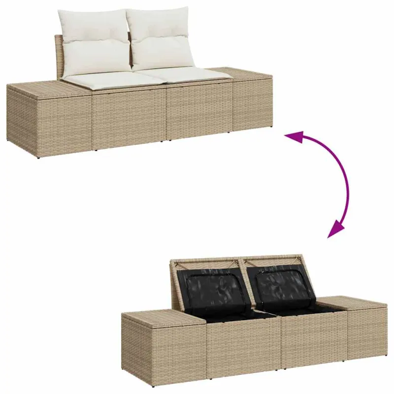 Sodo Sofų Rinkinys su pagalve 8 pcs Smėlio Poli ratanas