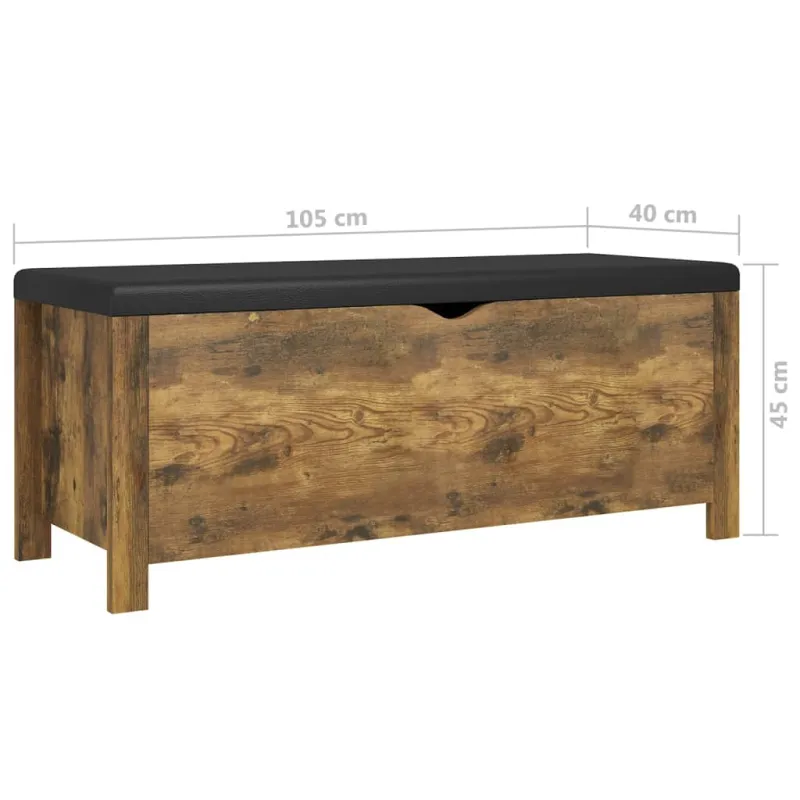 Daiktadėžė su pagalvėle, dūminio ąžuolo, 105x40x45cm, mediena