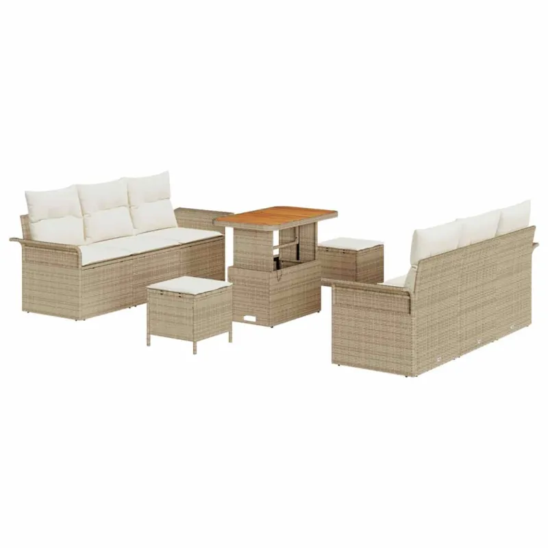 Sodo Sofų Rinkinys su pagalve 9 pcs Bežinė ir kreminė
