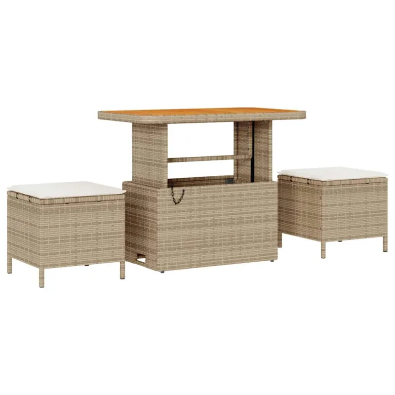 Sodo Sofų Rinkinys 9 pcs Bežinė ir kreminė poliratanas