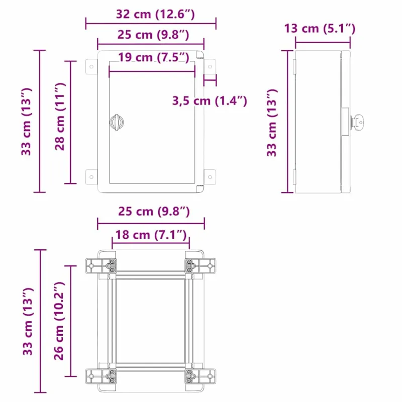 Control Cabinet Pilka 32 x 13 x 33 cm ABS plastikas
