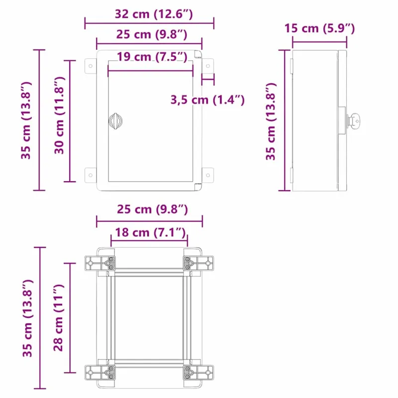 Control Cabinet Pilka 32 x 15 x 35 cm ABS plastikas