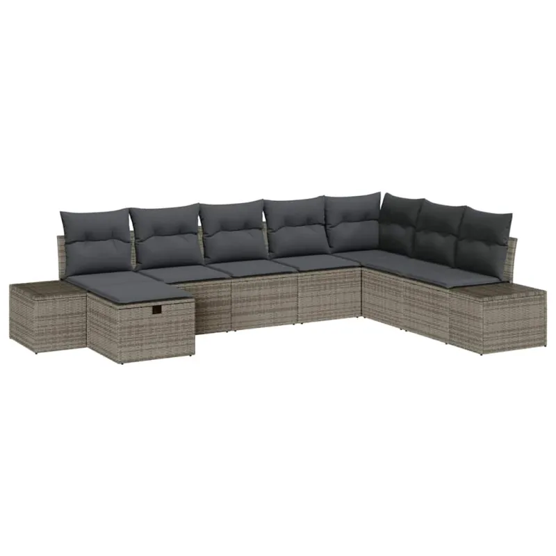Sodo Sofų Rinkinys su pagalve 8 pcs Pilka Poli ratanas