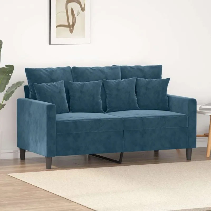Dvivietė sofa, mėlynos spalvos, 120cm, aksomas