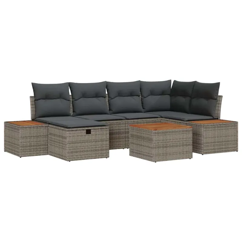 Sodo Sofų Rinkinys 7 pcs Pilka 55 x 62 x 69 cm Poli ratanas
