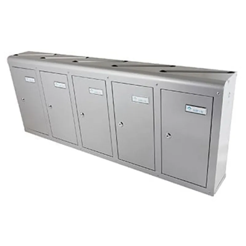 PD945 Horizontālā iekštelpu pastkaste, 5 sekcijas, pelēka