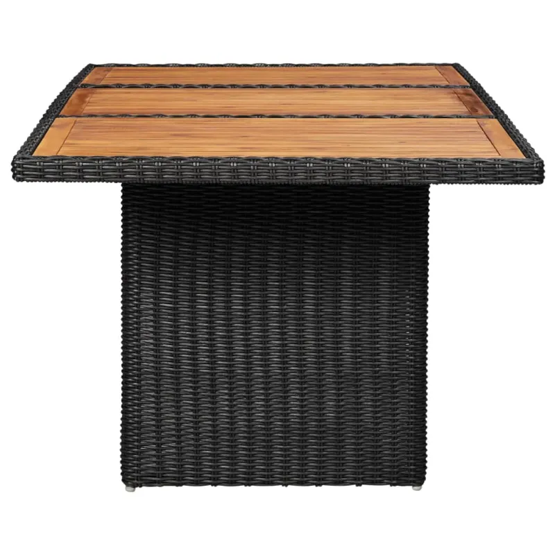 Sodo ruokapöytä, musta, 200x100x74cm, polyrattana