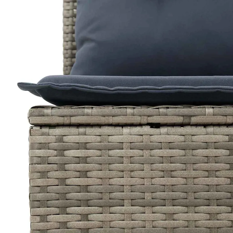 Puinen Suihku- ja Terassipöytäsetti harmaa polyrattanuilla tyynyillä