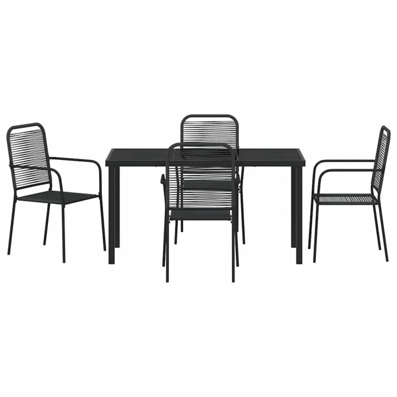 Puutarhan ja ruokailutilan 5-osainen setti, musta