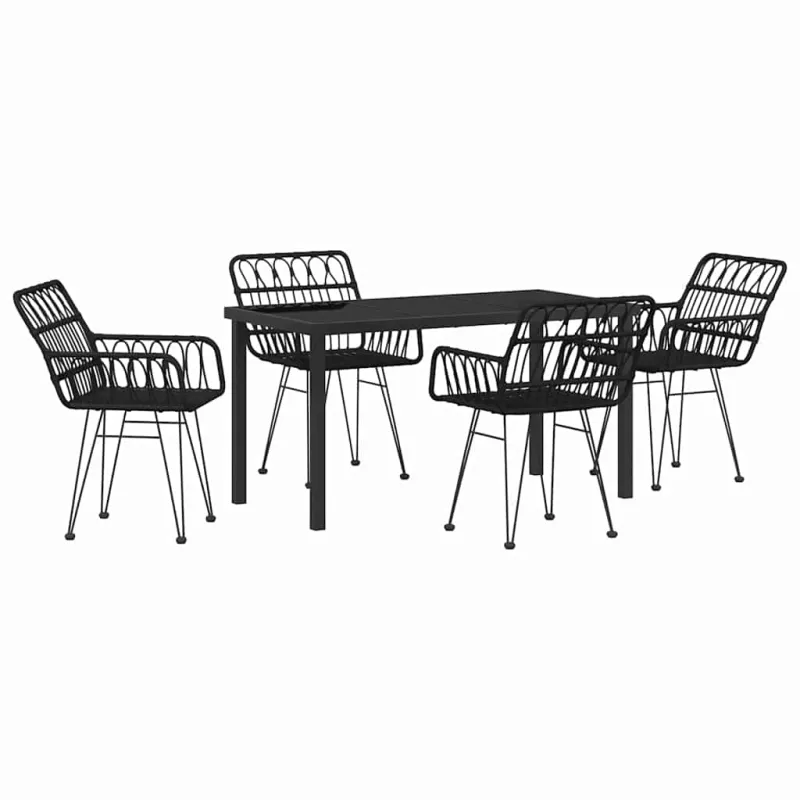 Puutarhan ja ruokailutilan 5-osainen setti, musta