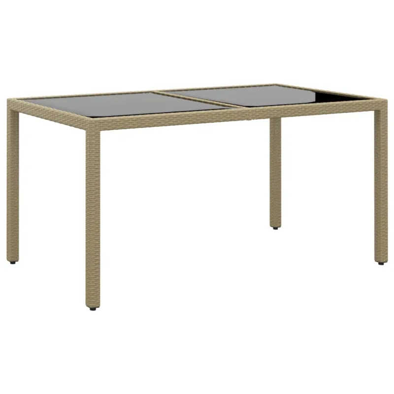 Sodo pöytätaso, hiekka, 150x90x75cm, karkaistu lasi/polyrattana