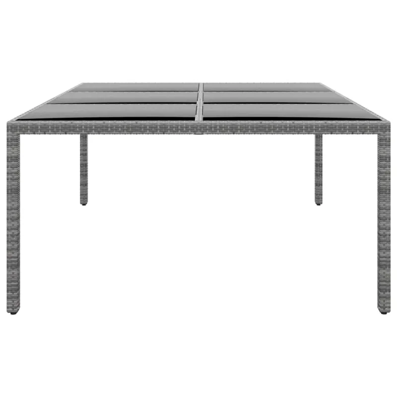 Sodo pöytä, harmaa, 200x150x75 cm, lasi/polyrattana