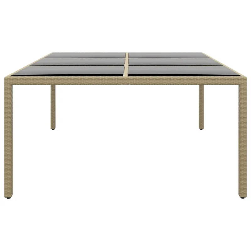 Sodo pöytä, hiekka, 200x150x75cm, lasi/polyrattan
