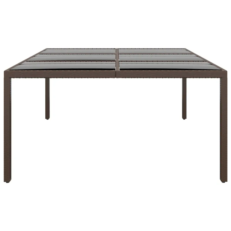 Lasipintainen ruokapöytä, ruskea, 200x150x75cm, rattan