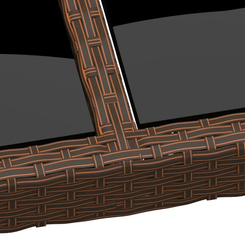 Lasipintainen ruokapöytä, ruskea, 200x150x75cm, rattan