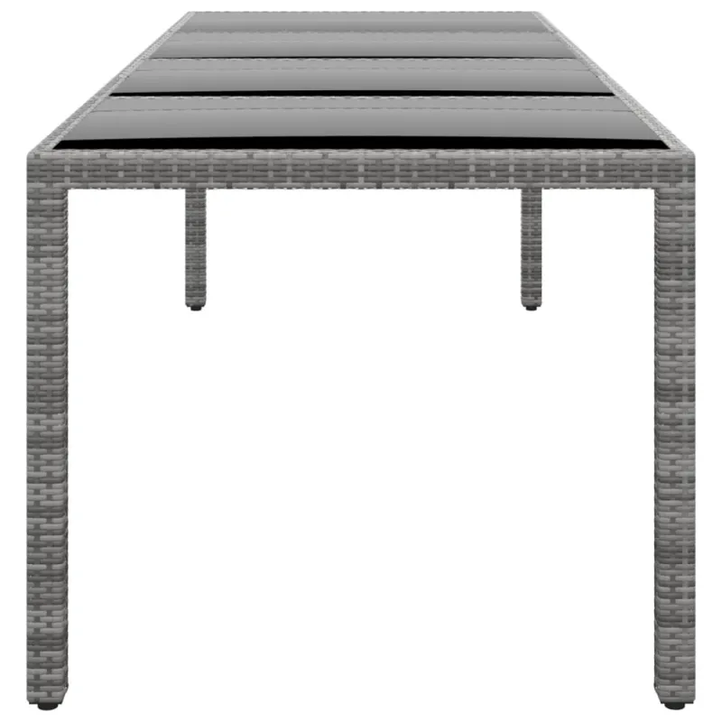 Sodo pöytätaso, harmaa, 250x100x75 cm, lasi ja polyrataani