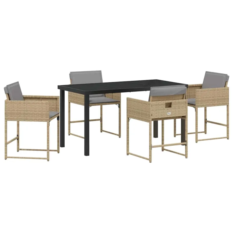 Aiamööbli söögikomplekt koos padjaga, 5 tükki, Liivapritsist polürotan