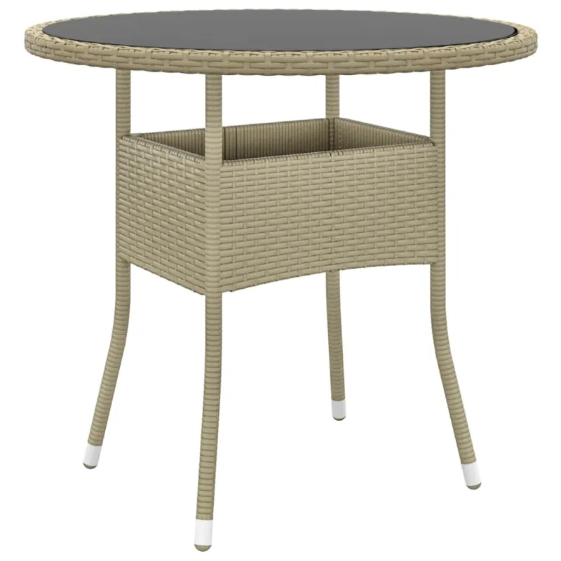Sodo pöytä, hiekka, 80x75cm, karkaistu lasi/polyrattan