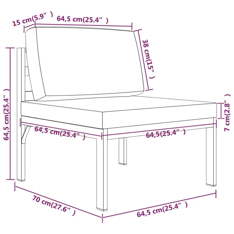 Sodo komplekti, 5 osaa, antrasiitti, alumiiniini, pehmusteilla
