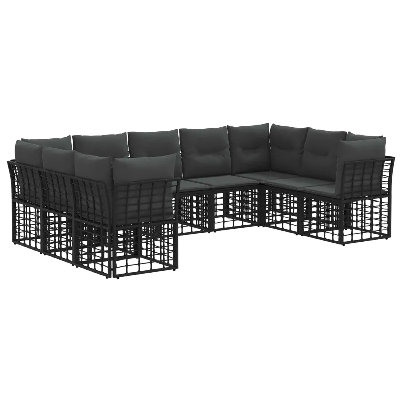 Lauko sohvakompletti, musta ja tummanharmaa, polyesteriä