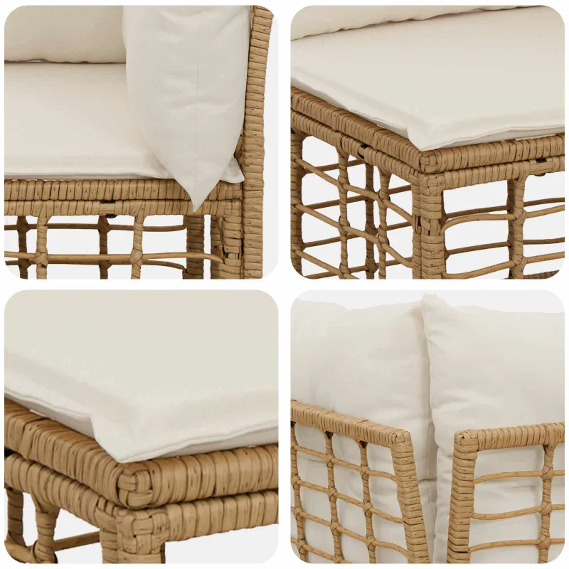 Ulko sohvakompletti luonnollinen ja kermaisen valkoinen