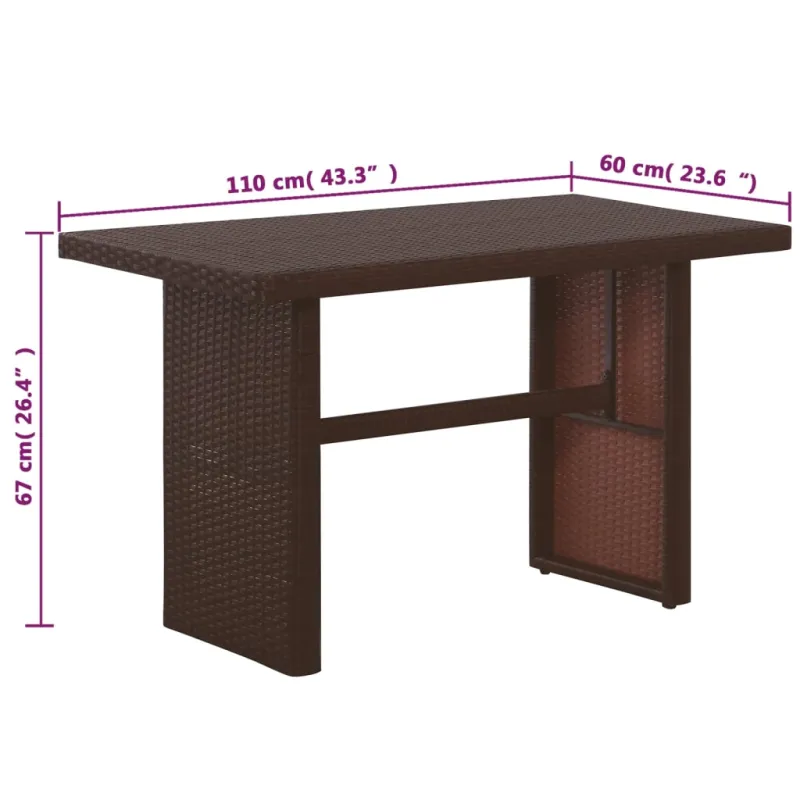 Bistrokalustekoko setti, 3d., ruskea, rattan