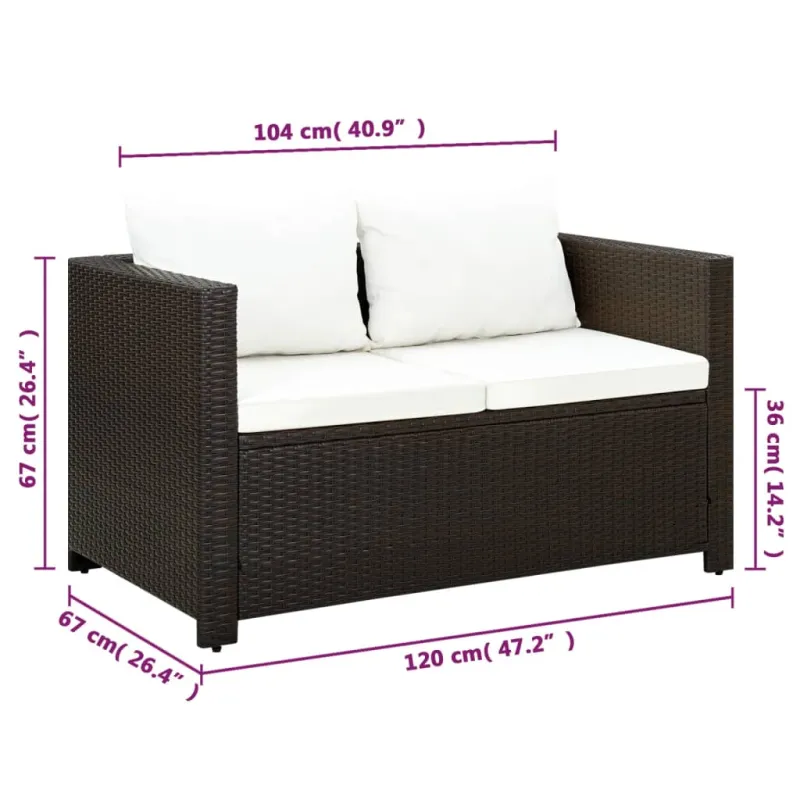 Bistrokalustekoko setti, 3d., ruskea, rattan