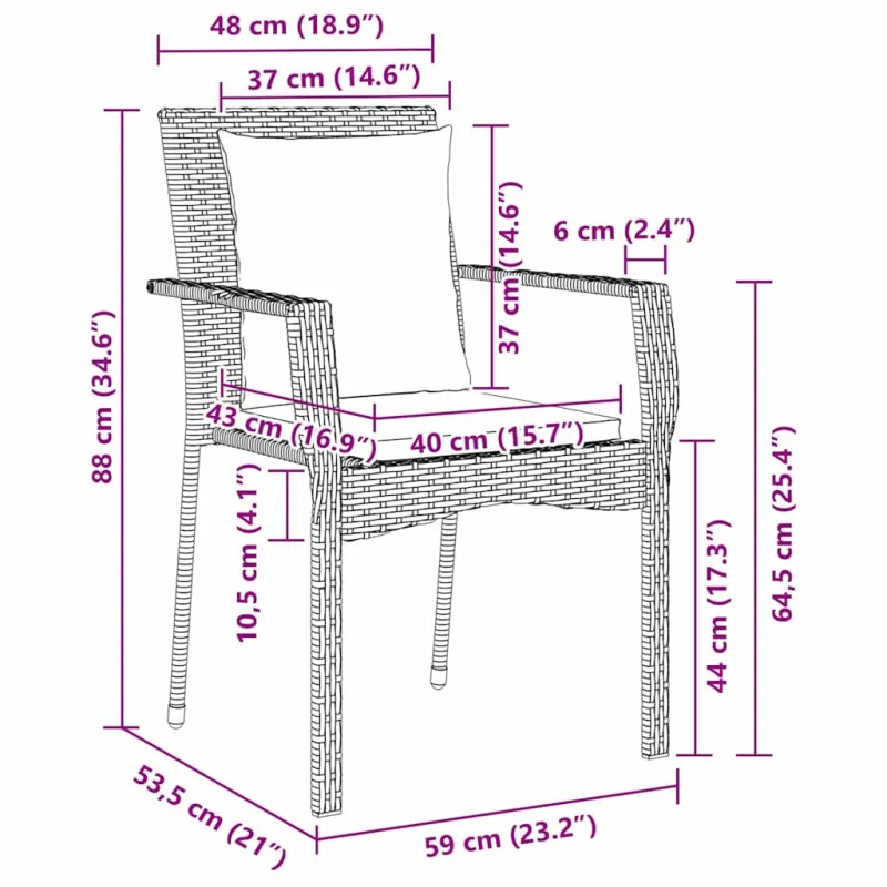 Sodo ruokailusetti pehmusteella 5 osaa Harmaa polyrataani