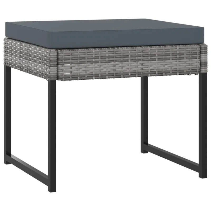 Sodo komplekti, 9 osaa, harmaa, polyrattani, tyynyineen