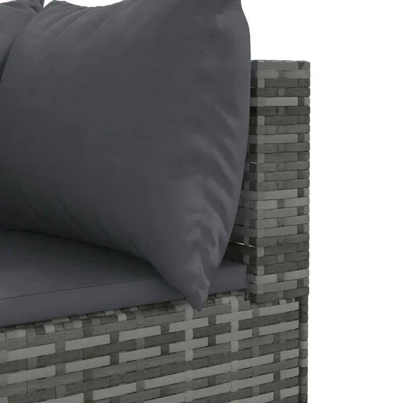 Sodo komplekti, 9 osaa, harmaa, polyrottinki, tyynyillä