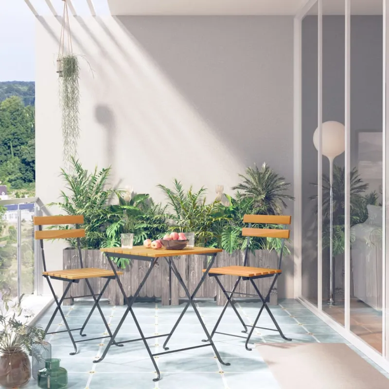 Sulankstettava bistrokalustekokoelma, 3D, akatsiamänty
