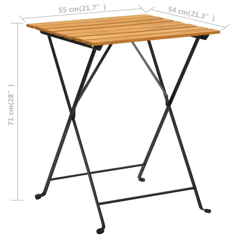 Bistro-pöytä, 55x54x71 cm, akasiapuun massiivia