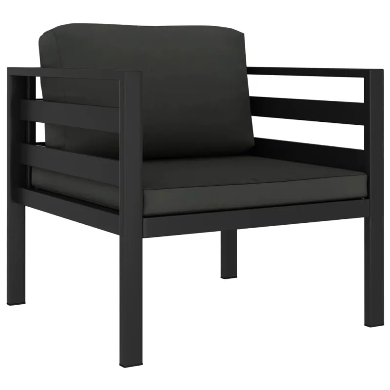 Sodo komplektus pehmusteilla, 3-os osat, antrasiitti, alumiiniumi