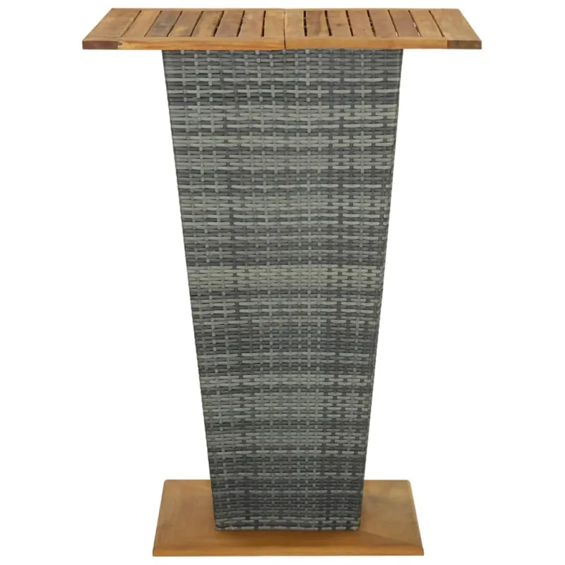 Baro staliukas, pilkas, 80x80x110cm, poliratan ja akasia