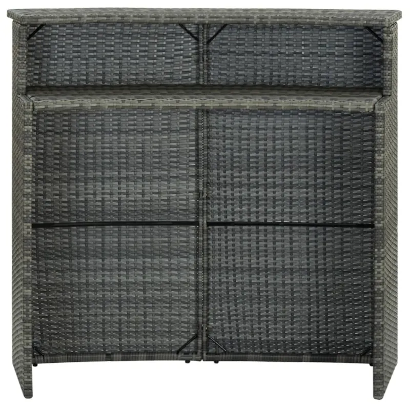 Sodo baaripöytä, harmaa, 120x55x110cm, polyrattana