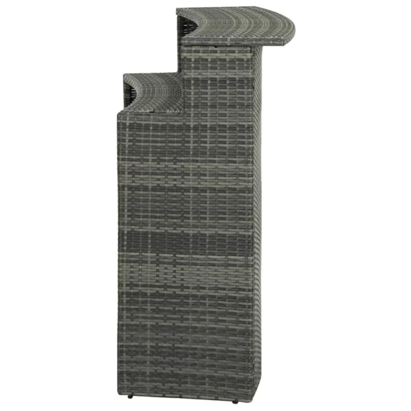 Sodo baaripöytä, harmaa, 120x55x110cm, polyrattana
