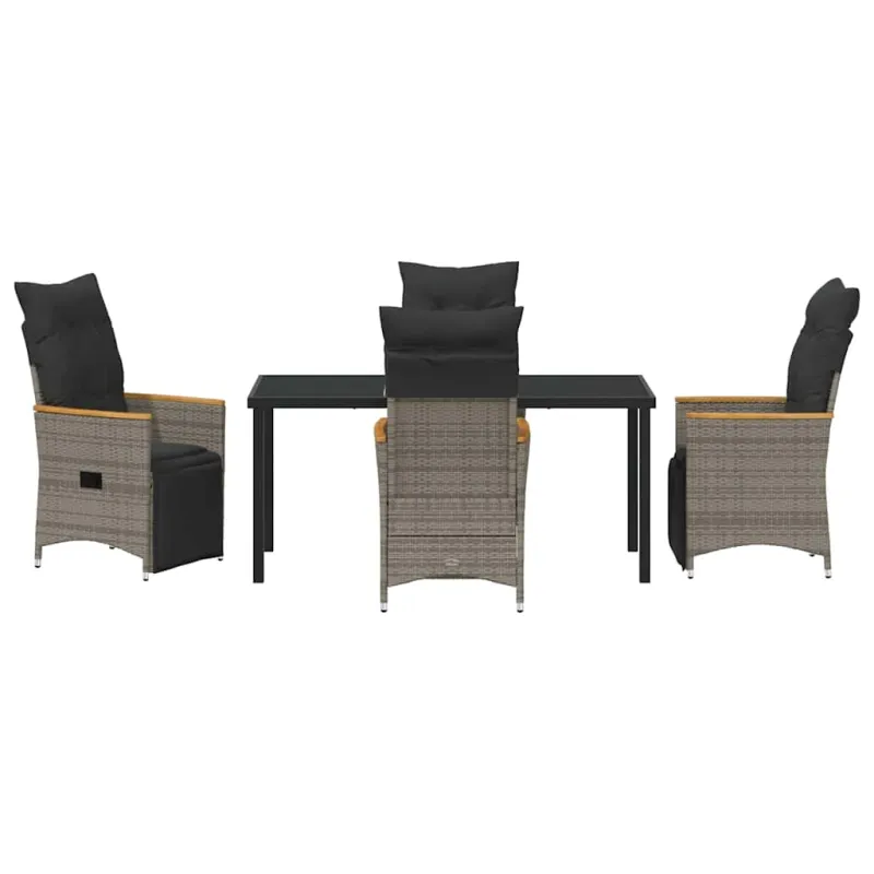 Sodo ruokailukompletti tyynyillä, 5 osaa, harmaa polyrataska