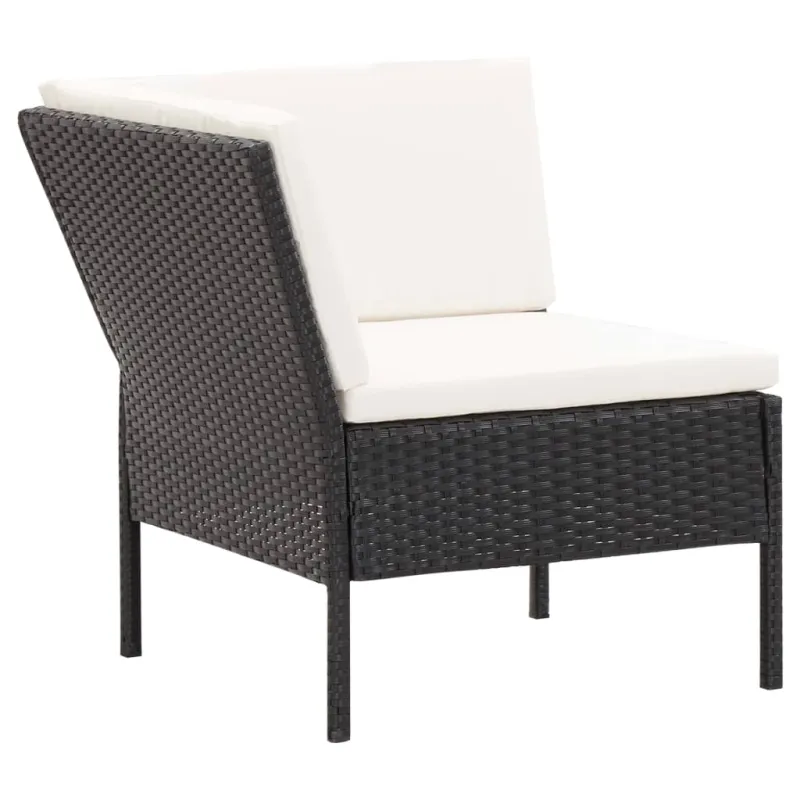 Lomakkomplekti, 6 osaa, musta, rattan-tyylinen, tyynyillä