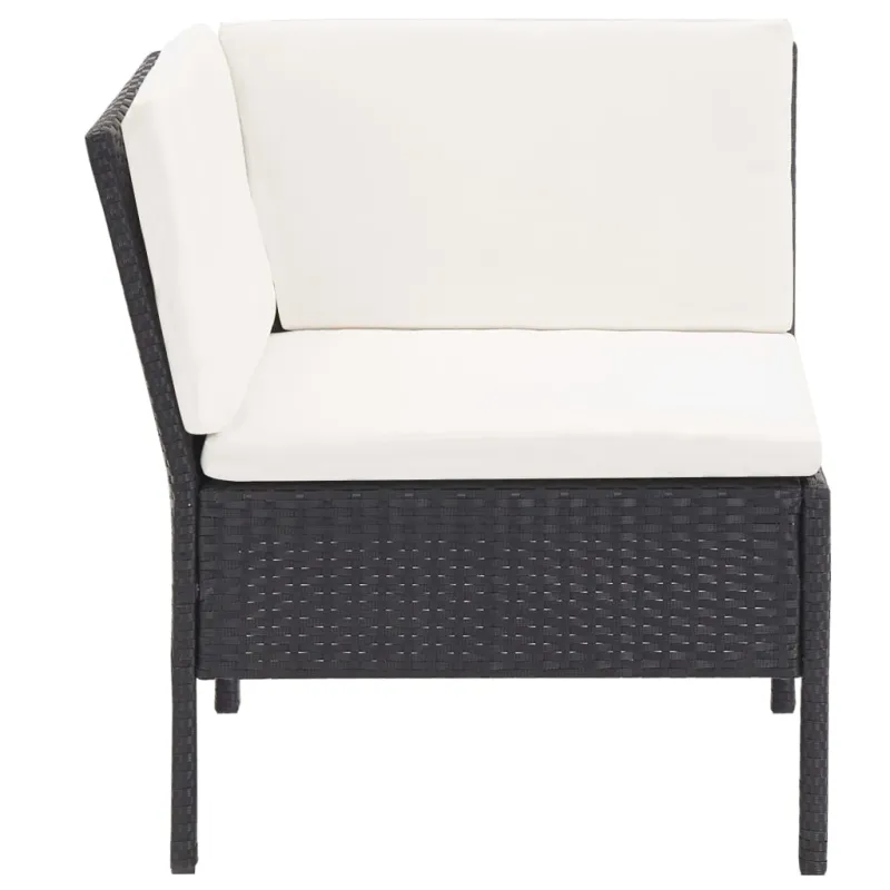 Lomakkomplekti, 6 osaa, musta, rattan-tyylinen, tyynyillä