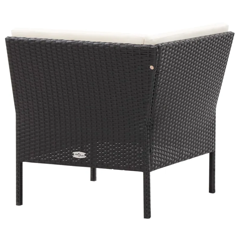 Lomakkomplekti, 6 osaa, musta, rattan-tyylinen, tyynyillä