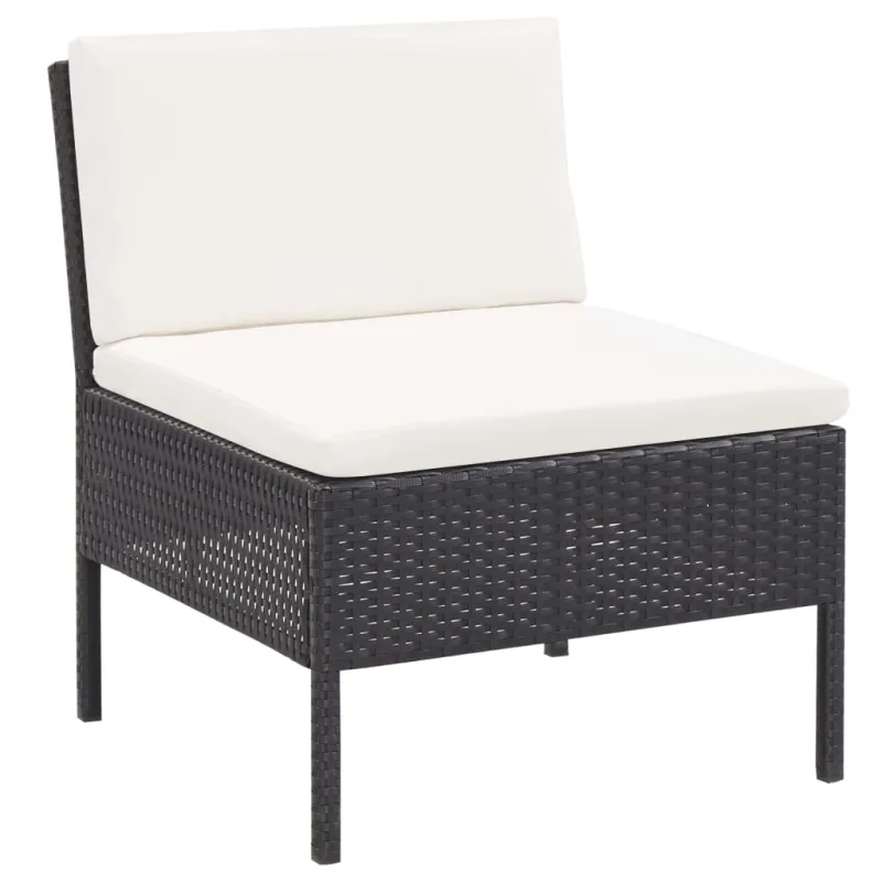 Lomakkomplekti, 6 osaa, musta, rattan-tyylinen, tyynyillä